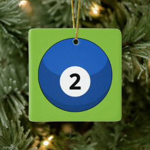Blue Billiard Ball Number Two Ceramic Ornament