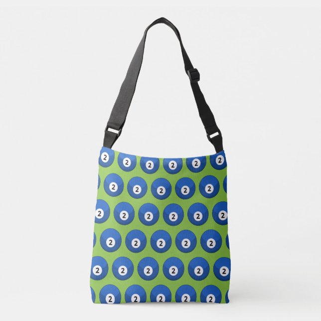 Blue Billiard Ball Number Two Pattern Crossbody Bag (Front)