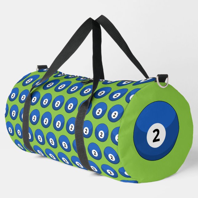 Blue Billiard Ball Number Two Pattern Duffle Bag (Left Corner)