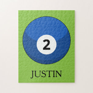 Blue Billiard Ball Number Two Personalise Jigsaw Puzzle