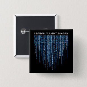 Blue Binary Code 15 Cm Square Badge