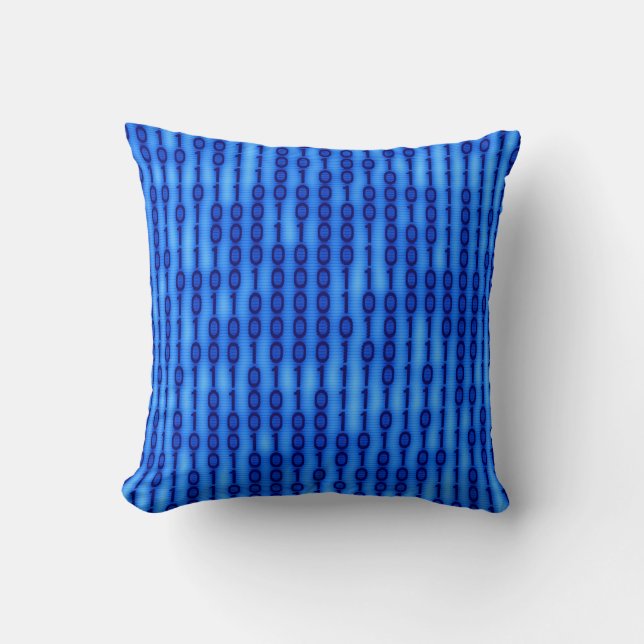 Blue Binary Code Pattern Background Cushion (Front)