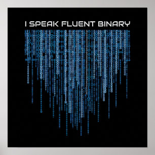 Blue Binary Code Poster