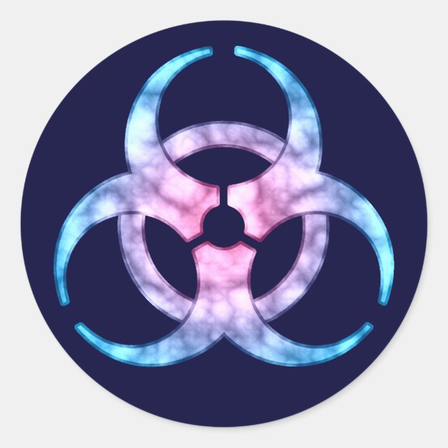 Blue Biohazard Symbol Classic Round Sticker (Front)