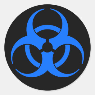 Blue Biohazard Symbol Sticker