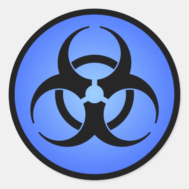 Blue Biohazard Symbol Sticker (Front)