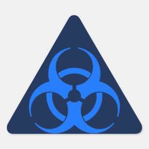 Blue Biohazard Symbol Triangle Sticker