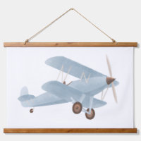 Blue Biplane Nursery Decor Hanging Tapestry