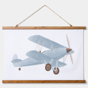 Blue Biplane Nursery Decor Hanging Tapestry