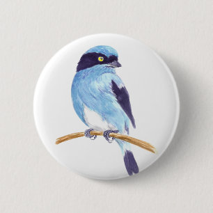 Blue bird 6 cm round badge