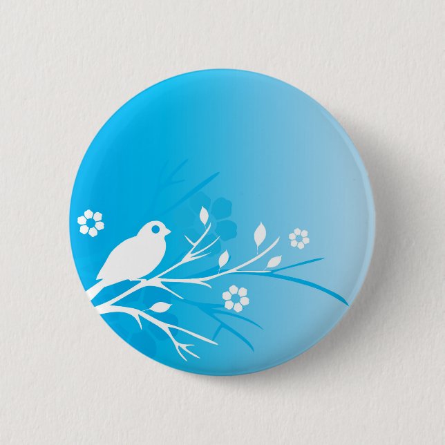 Blue Bird 6 Cm Round Badge (Front)