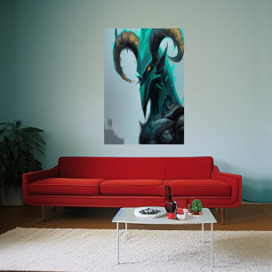 Blue bird alien   AI Art Poster