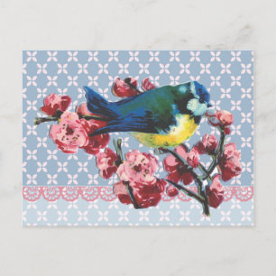 Blue Bird and Cherry Blossom Postcard