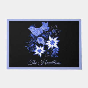 Blue Bird and Edelweiss Custom Doormat