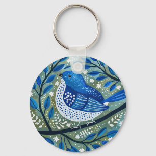 Blue Bird Art Key Ring