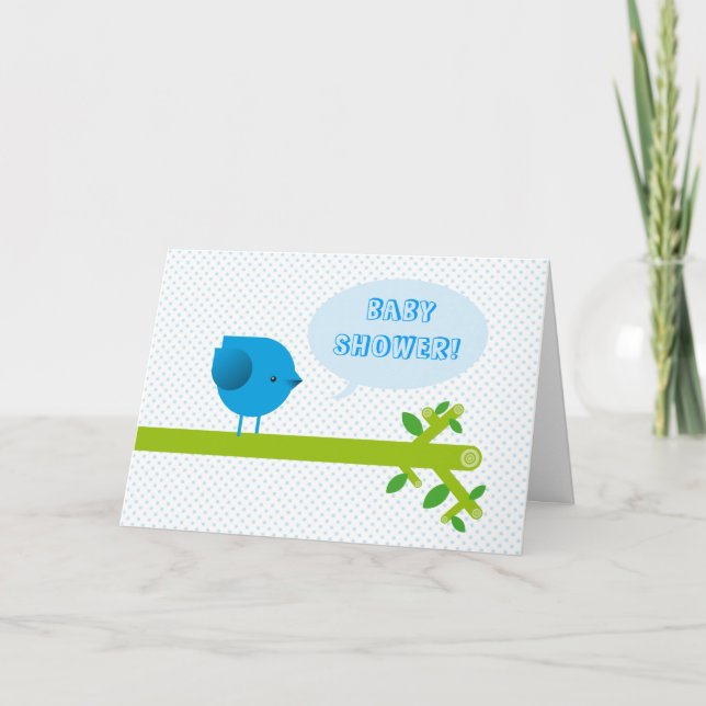 Blue bird baby shower invitation (Front)