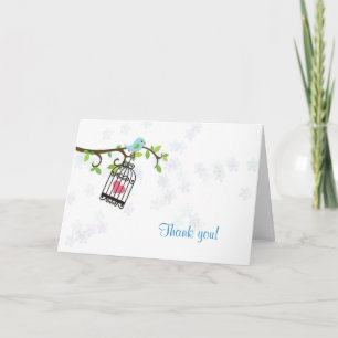 Blue Bird, Bird Cage Thank You Card