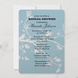 Blue Bird Branches Bridal Shower Invitation