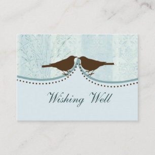 blue bird cage, love birds wishing well cards