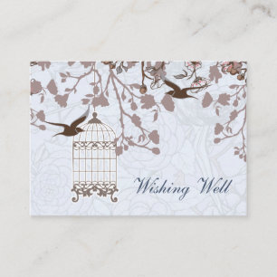 blue bird cage, love birds wishing well cards
