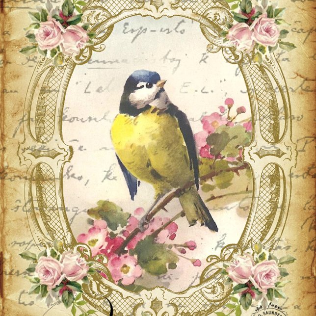 Blue Bird & Cherry Blossom Antique Paper Decoupage (Creator Uploaded)