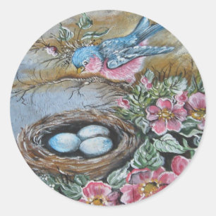 Blue bird classic round sticker