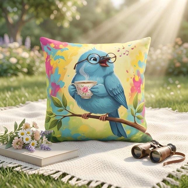 Blue Bird Cosy Throw Pillow  (Creator Uploaded)