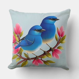 🐦 Blue Bird Duo Throw Pillow Cosy Home Decor 🌿✨