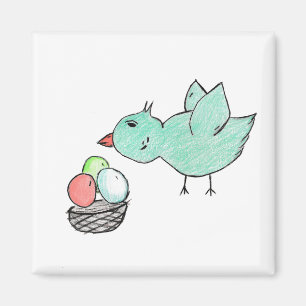 Blue Bird Easter Sticker Magnet