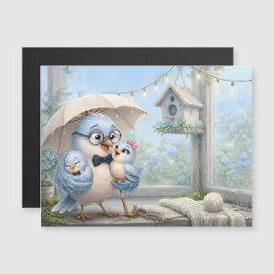 Blue Bird Family Magnetic Card – Father Bird Cute