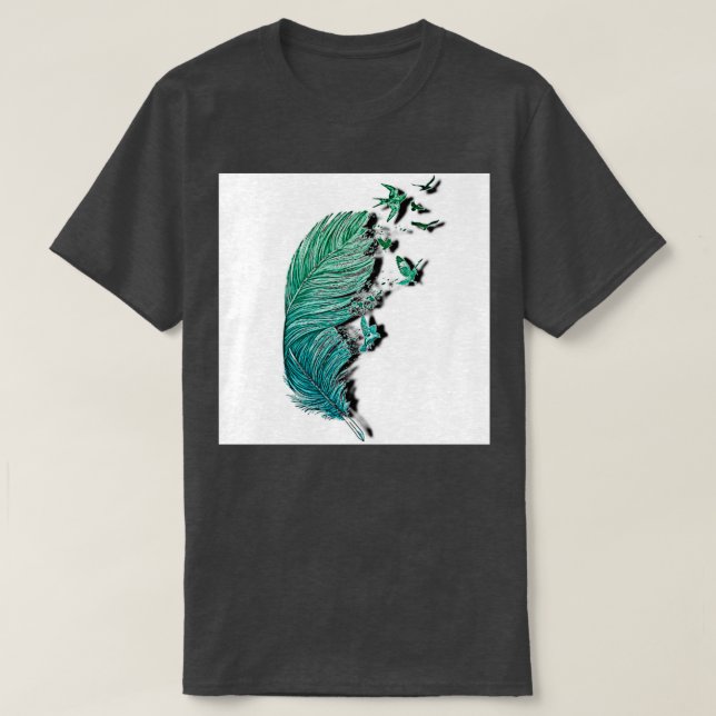 blue bird feather design T-Shirt (Design Front)