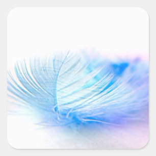 Blue Bird Feather Plume Square Sticker