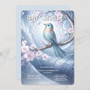 Blue Bird Floral Baby Shower Invitation