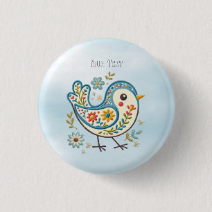 Blue Bird Floral Button