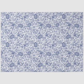 Blue bird floral decoupage tissue paper
