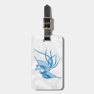 Blue Bird & Floral Henna Luggage Tags