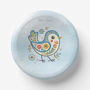 Blue Bird Floral Paper Bowl Plate