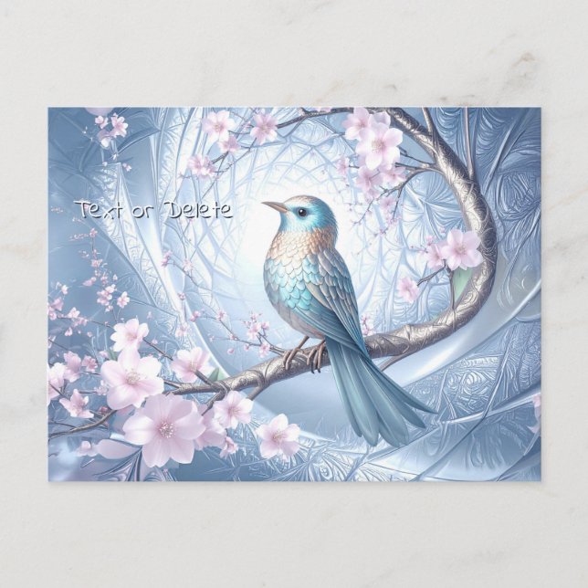 Blue Bird Floral Postcard (Front)
