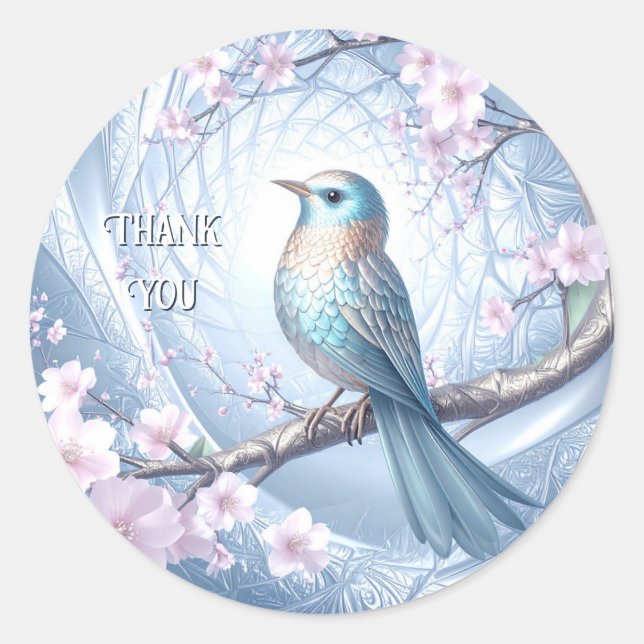 Blue Bird Floral Sticker (Front)
