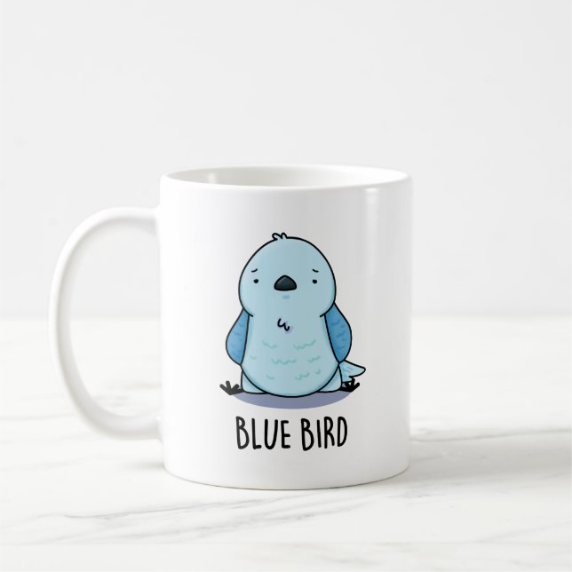 Blue Bird Funny Animal Pun  Coffee Mug (Left)