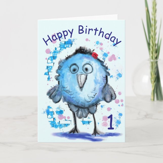Blue Bird Funny Birthday Card (Front)