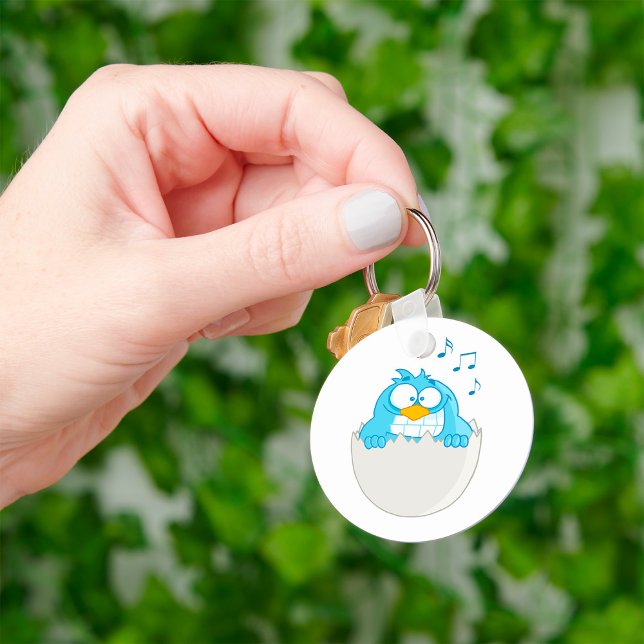 Blue Bird Hatching from Egg Singing Funny Animal Key Ring (Creator Uploaded)