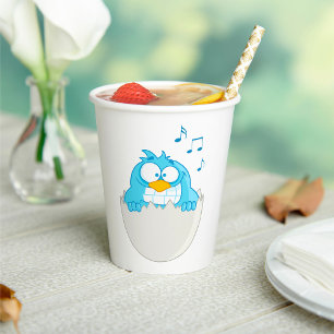 Blue Bird Hatching from Egg Singing Funny Animal Paper Cups