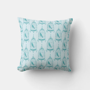 Blue Bird in Birdcage Decorative Pattern Cushion