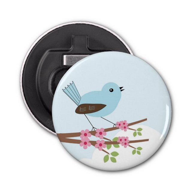 Blue Bird in Blossom Tree Bottle Opener (Front)