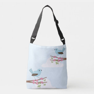 Blue Bird in Blossom Tree Cute Crossbody Bag