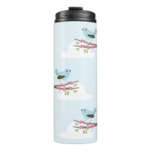 Blue Bird in Blossom Tree Cute Thermal Tumbler