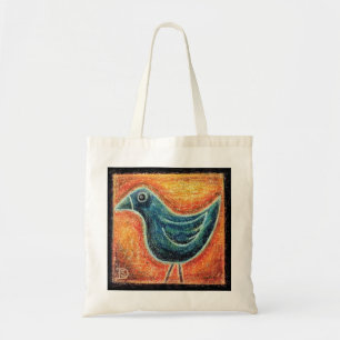 Blue Bird in Oil Pastel Tote Bag