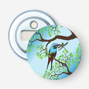 Blue Bird in Trees Bottle Opener