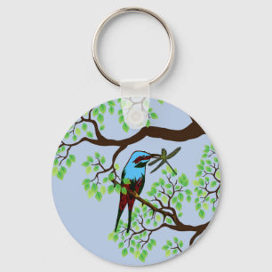 Blue Bird in Trees Key Ring